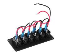 Wakects 6 Gang LED Rocker Switch Panel for Car Marine Boat RV 12V-24V Aluminum with Label Stickers Horizontal or Vertical Installation (Orange)