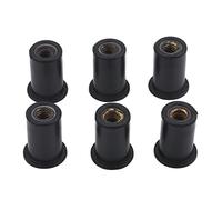 Wakects 6pcs M6 Rubber Well Nuts, Brass Rubber Sealing Holes and Isolating Vibrations Nuts with Flanged End for Motorcycles Kayaks Canoes