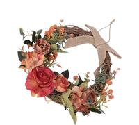 Wakects Artificial Hydrangea Peony Wreath Handmade Silk Flower Front Door Wreath 35 X 38 Cm Realistic Floral Design Easy Maintenance Indoor Outdoor Spring Wedding Decor (Small Orange)