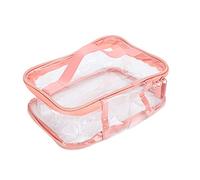 Wakects Clear Toiletry Bag, PVC Travel Makeup Bag 8.3 X 6.3 X 4.1 in, Transparent Cosmetic Organizer with Handle and Zipper for Travel Bathroom Vacation