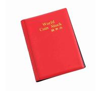 Wakects Coin Collection Book Coin Album 120 Pockets Collecting Book for World Caps Tokens with Secure Holders Easy to Carry (Red)