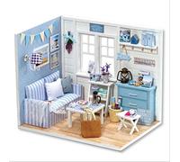 Wakects DIY Dollhouse Kit, Miniature Dollhouse with LED Light, Cottage Style, Gifts for Craft Enthusiasts, All Ages, Female