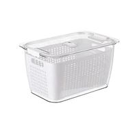 Wakects Draining Basket, Durable PET Vegetable Storage Box with Effortless Draining Design, 2 Layer Design for Kitchen Organization and Produce Storage (White large size 4.5L)