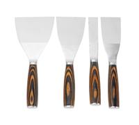 Wakects Drywall Hand Tool Set Stainless Steel Putty Blade Kit 4 Piece 1in 2in 3in 4in with Beech Wood Handle for Drywall Plaster Mortar Tile Repair and Painting Tasks
