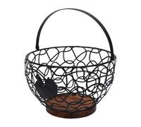 Wakects Egg Basket Metal Wire Basket with Solid Wood Handle 8.1 X 5.5 X 4.7in Rooster Pattern for Collecting Eggs Harvesting Vegetables Carrying Fruit Storage for Farm Kitchen (Black)
