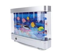 Wakects Fake Fish Tank Lamp, LED Artificial Aquarium with Moving Fish Virtual Ocean Motion for Bedroom Office Desk USB Powered 11.8 x 8.9 x 2.8in