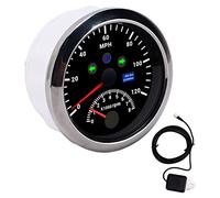 Wakects GPS Speedometer, 85mm Digital GPS Speedometer with 8000 RPM Tachometer, 9 to 32V Red Backlight LCD Overspeed Alarm IP67 for Car Boat ATV RV ((Black CX8191))