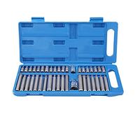 Wakects Hex Star Torx Socket Bit Set, 40 Pieces Alloy Steel Torx Tx Star Spline Hex Mechanics Bit Kit with 1/2inch 3/8inch Drive Sockets 12mm Dia Base