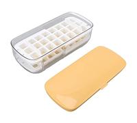 Wakects Ice Cube Tray with Lid 2 Layers Ice Cube Tray 48 Grids ABS PP PET Silicone Press Release Storage Box and Shovel for Whiskey Cocktail Coffee Home Kitchen Use (Yellow)