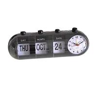 Wakects Jump Desktop Clock, Manual Flip Down Clock Month Day Calendar Innovative Household Decorative for Home Living Room Bedroom Office (BLACK)