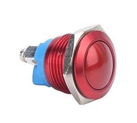 Wakects Metal Push Button Switch, Stainless Steel Self Reset Push Button 16mm Normally Open Round Head Jog Switch for Power Control Equipment (Red)