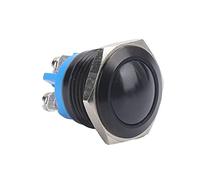 Wakects Metal Push Button Switch, Stainless Steel Self Reset Push Button 16mm Normally Open Round Head Jog Switch for Power Control Equipment (Black)