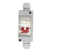 Wakects Mini Circuit Breaker, MCB 2P DC 500V 32A PV System DC Disconnect Switch Solar PV System Isolator with IP65 Distribution Box for Solar Panels Grid System (Without Cable)