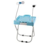 Wakects Pedicure Foot Rest Pedicure Stand Foot Stool Adjustable Home Footrest Non Slip Foldable 11in Storage Box Silent Fan LED Magnifier with Light for Ladies
