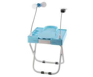 Wakects Pedicure Foot Rest Pedicure Stand Foot Stool Adjustable Home Footrest Non Slip Foldable 11in Storage Box Silent Fan LED Magnifier with Light for Ladies