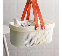 Wakects Plastic Storage Shower Basket, Plastic Bathroom Storage Basket with Handle, Large Capacity Drainage Design, 17.8 X 15.6 X 31.5cm, for Bathroom Dorm Travel Users