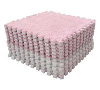 Wakects Plush Foam Floor Mat, 10Pcs corals Fleece Interlocking Floor Carpet Non Slip Cuttable Square Rug for Bedroom Living Room 30x30cm (Pink White)