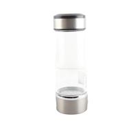 Wakects Portable 420ml Hydrogen Rich Water Cup USB Rechargeable Ion Water Generator 3-Min Electrolysis High Hydrogen Concentration for Antioxidant, with Soft Glass Body (Silver)
