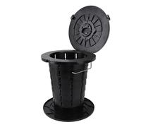 Wakects Portable Folding Camping Toilet, Adjustable Height, Plastic, with Trash Bags, for Hiking Travel Trucks Fishing, Black