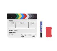 Wakects Professional Acrylic Clapboard Slate Clapperboard Director Board with Marker Pen and Eraser for Film TV Advertising (Multicolored Stick)