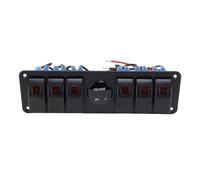Wakects Rocker Switch Panel, 6 Gang Toggle Switch Panel with Voltmeter Digital Display for UTV ATV Marine 12-24V DC