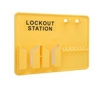 Wakects Safety Padlock Board, PC Lockout Tagout Station Wall Mounted Loto Kit Bright Yellow with Screws for Industrial Electrical Mechanical Maintenancec 15.2 X 11.4in