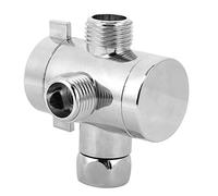 Wakects Shower Diverter Valve Chrome Plated ABS G1 2 Shower Adapter Valve 3 Way Dual Outlet with Hand Holder for Bathroom Arm Faucet Hose Connection (Interface 1)