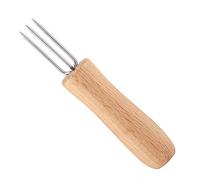 Wakects Stainless Steel Barbecue Forks, Wooden Handle, Portable BBQ Meat Fruit Forks, Corn Cob Holders,Pack of 4 with Ergonomic Wooden Handle for Versatile Cooking Tool