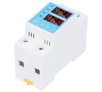 Wakects Voltage Current Protector Flame Retardant Nylon Intelligent Voltage Current Protective Device AC220V 80 to 440V 1 to 63A Adjustable Dual Display for Home Workshop Distribution