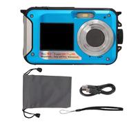 Wakects Water Resistant Digital Camera, 48MP Dual Screen Underwater Camera with LCD Display for Snorkeling and Travel (Blue)