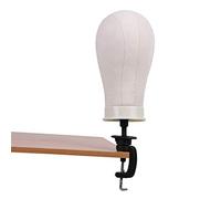 Wakects Wig Head and Stand Set, Training Heads Salon Cosmetology Hairdresser Training Head, Canvas Head Wig, Mannequin Head for Display Hats or Wigs with Table Clamp Stand (21 Inches)