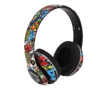 Wakects Wireless Headset, Headphones Over Ear Graffiti Design Deep Bass with 3.5mm Jack Cable for Travel Work PC Cellphone