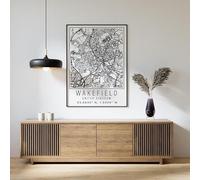 Wakefield England City Street Map Print Wakefield Wall Art Home decor Poster A2 Poster on Canvas - Wall Art Home Decor Movie Poster Canvas Film Cinema Retro Vintage Cult Classic Nostargic Saga Modern