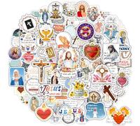 WAKEMOODEI 200PCS Catholic Stickers for Kids, Religious for Water Bottle Scrapbook Bible, Adult Women Saint Gift, Jesus Virgin Mary Sacred Heart, White, WM021