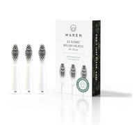Waken Sonic Electric Toothbrush Replacement Heads - Pack of 3 White Brush Heads - Made from Recycled Plastic