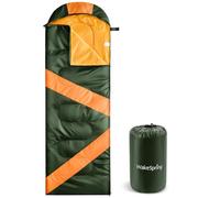 WakeSpring 3-Season Sleeping Bag for Camping - Windproof & Water-Repellent (170T Shell) - 1.2kg Lightweight & Portable - Zip-Together Double Size for Couples & Families (Army Green)