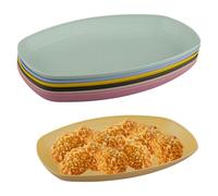WakiHong 11 Inch Family Plates Set of 6 Large Dinner Plates 6 Color Plastic Plate Unbreakable Oval Plastic Plate,Lightweight,Dishwasher and Microwave Safe,for Salad,Pasta & Party