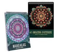 WakiHong 2 PCS Adult Colouring Books Mandala Colouring Books for Adults 120 Page mandala colouring books,Mindfulness Patterns in Mandala Style,Spiral Binding,for adults Relaxation,Anxiety Relief Gifts