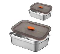 WakiHong 2 PCS Stainless Steel Food Containers Sealing Food Boxes Meal Prep Containers Stainless,Stainless Steel,Stackable & Airtight,for Oven Freezer Dishwasher Safe(1.2L+1.6L)