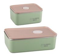 WakiHong 2 Piece Set With Lids Metal Fresh Storage Metal Stainless Steel Storage Containers Proof Food Containers-Light green-Stainless Steel,Oven Freezer Micro-wave oven Safe(500ml+1500ml)
