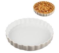 WakiHong 28 x 4.5 cm/11 in Large Pie Dish White Gray Porcelain Quiche Dish