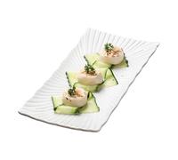 WakiHong 4 Piece Rectangle Serving Platters White Serving Plates Ceramic Rectangle Plates Set Serving Platters,23.9x10.9x1.6 cm,for Buffets,Appetizers,Dessert,Snacks & Party Food