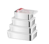 WakiHong 4pcs Stainless Steel Containers With Lids, Meal Prep Containers Reusable, Oven Freezer & Dishwasher Safe (5750ml)