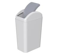 Wakikini 15 L Kitchen Bin with Swing Lid Small Plastic Trash Bin Grey-White | Slim Swing Top Waste Bin for Office, Under Sink, Bedroom, Bathroom