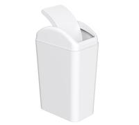 Wakikini 15 L Kitchen Bin with Swing Lid, Small Plastic Trash Bin, White | Slim Swing Top Waste Bin for Office, Under Sink, Bedroom, Bathroom