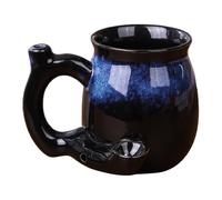 Waking and Bake Coffee Mug - Large Novelty Ceramic Coffee Cup with Ergonomic Handle, Birthday, Christmas, Father's Day Gift for Coffee Lovers, Unique Funny Coffee Pot Shaped Mug (Dark Blue)