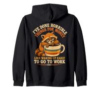 Waking Up Early To Work Tired Raccoon Coffee Zip Hoodie