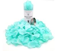 WAKISAKI Premium Artificial Fake Rose Petals, Hand-separated, Ready-to-use, Deodorized (1000 Count, Light Aqua)
