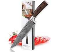Wakoli Edib Damascus Chef’s Knife | Made from 67 Layers of Genuine Damascus Steel with VG 10 core | Professional Kitchen Knife with Pakkawood Handle in a Gift Box