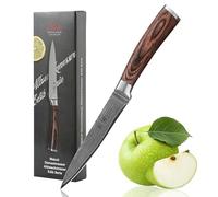Wakoli Edib Damascus Utility Knife | Sharp Blade Made from 67 Layers of Damascus Steel with VG10 Core and Pakkawood Handle, Presented in Gift Box